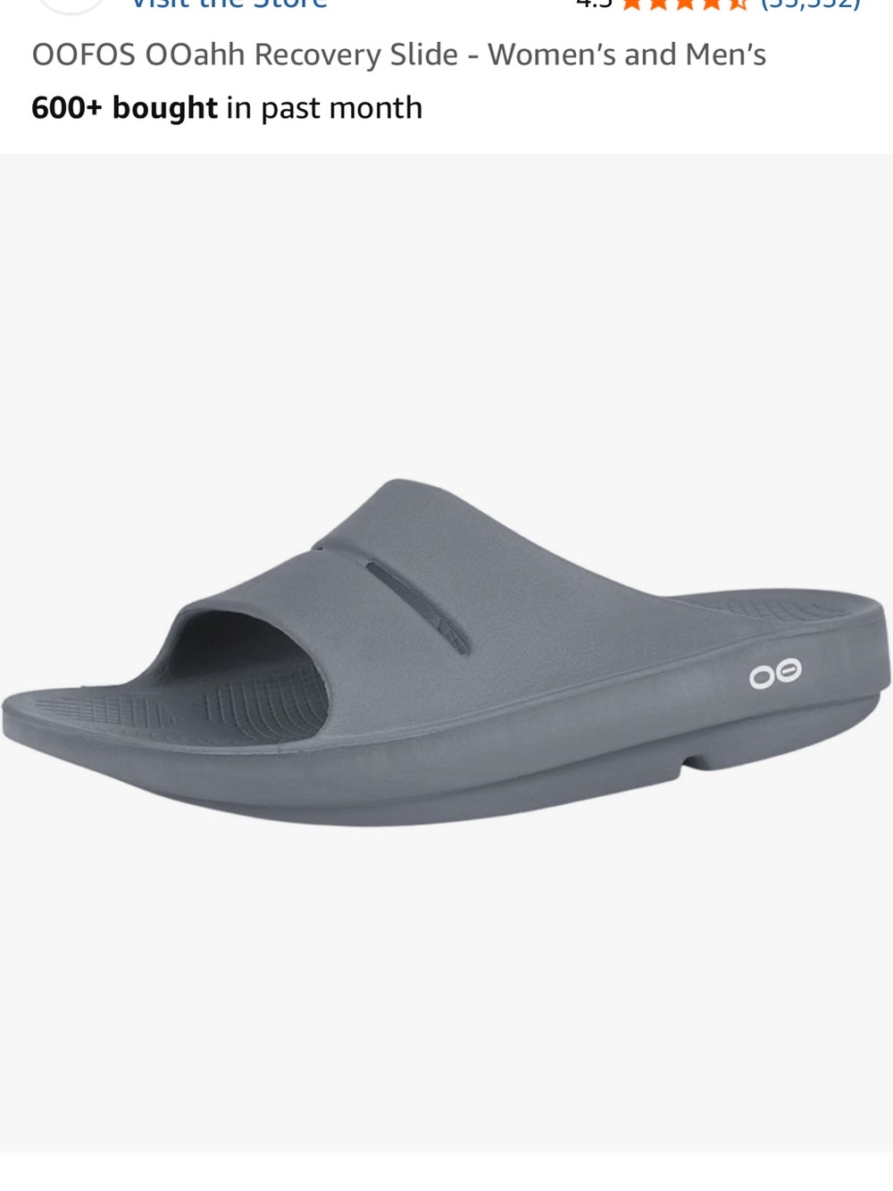 OOFOS Men's Recovery Slide in Gray